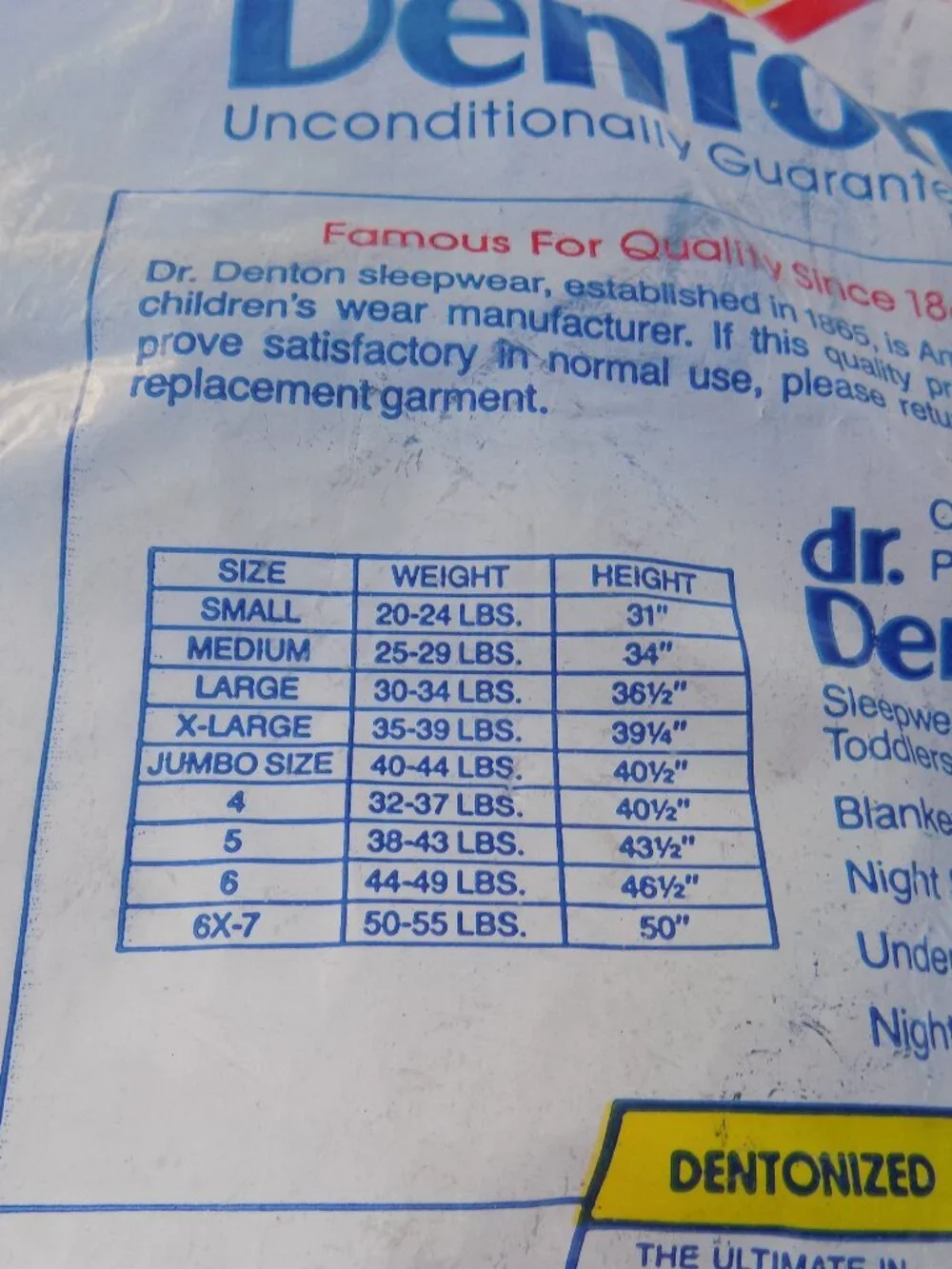 VINTAGE DR DENTON BLANKET SLEEPER PJ NEW OLD STOCK XLG